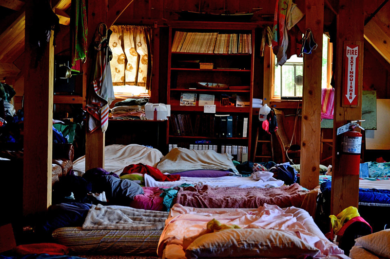 Campers stay in a loft of The Workshop, which also houses a library, social hall, machine shop, and paint room. (Nettie Hoagland photo)