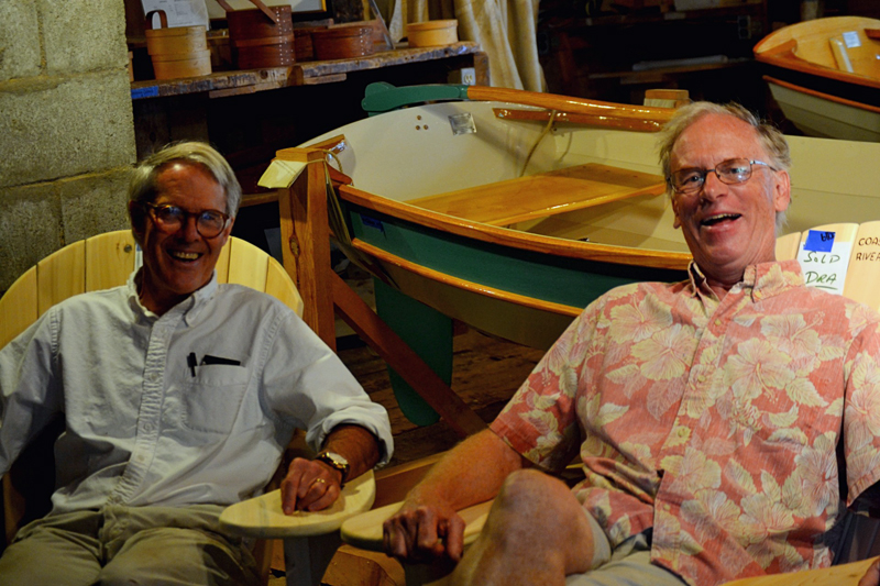 From left: the Rev. Bobby Ives, founder of The Carpenter's Boat Shop, sits next to the nonprofit's interim executive director, Nat Shed. (Nettie Hoagland photo)