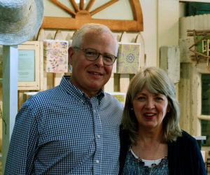 Rob and Marianne Barry, owners of the new-to-Wiscasset shop Old and Everlasting, Thursday, July 18. (Nettie Hoagland photo)