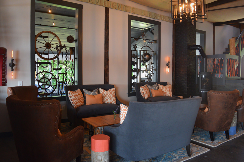 A lounge area features artwork using an eclectic assortment of metal objects. (Jessica Clifford photo)