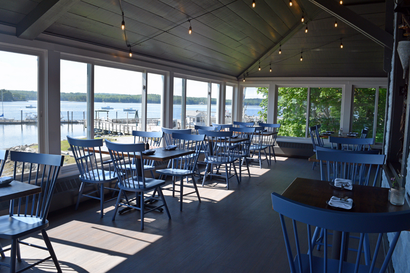 Part of the seating area at Water Street Kitchen and Bar, with a view of the Sheepscot River. (Jessica Clifford photo)