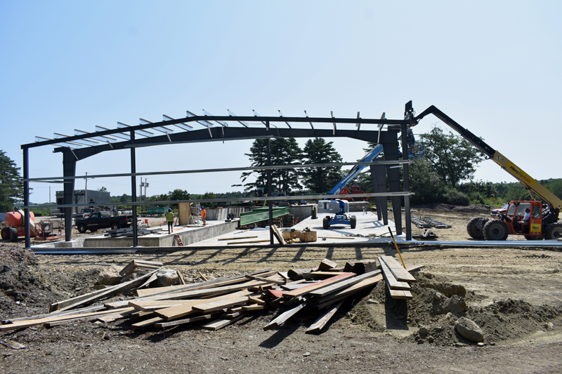 Work progresses on a new sawmill at N.C. Hunt Lumber in Jefferson. The business plans to start up the new sawmill in September and have it running at full capacity by the end of November. (Alexander Violo photo)