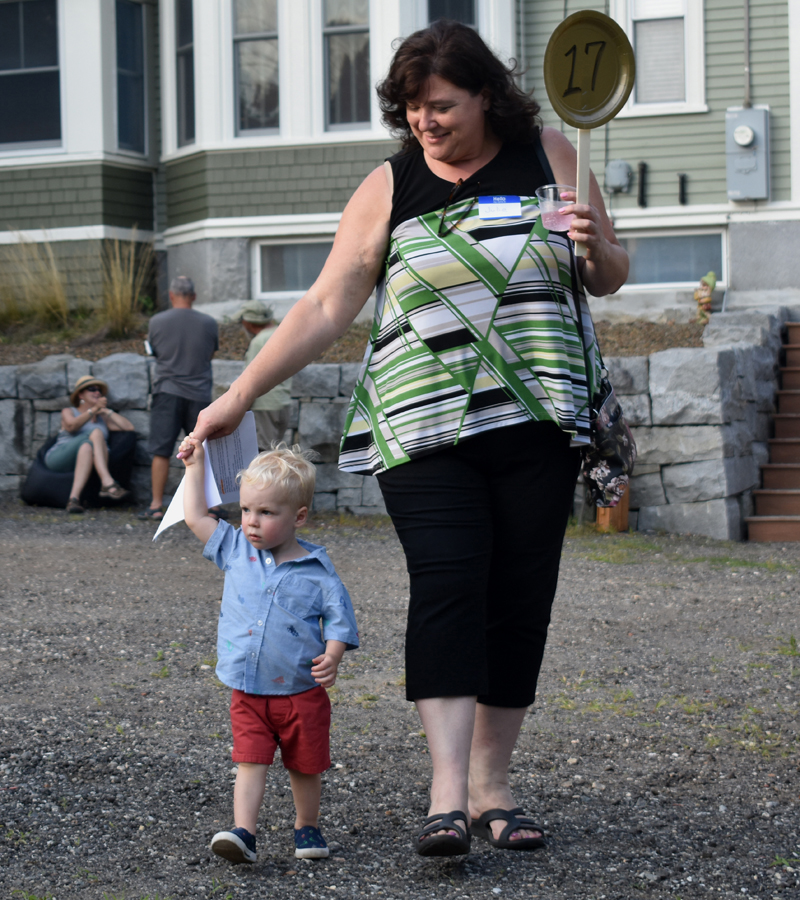 Waldoboro Town Manager Julie Keizer with her grandson, Landon Lantagne, at Waldoboro's Paint the Town event on Saturday, Aug. 3. (Alexander Violo photo)