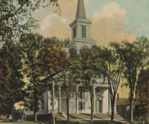 A postcard of Damariscotta Baptist Church dated June 19, 1910. Sent at 2 p.m. (Postcard courtesy Marjorie and Calvin Dodge collection)