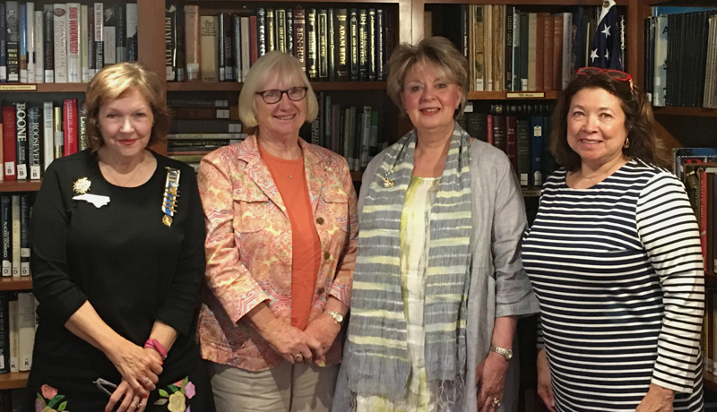New members pose with Gay McClelland Chatham, an East Boothbay summer resident, and Regent Audrey Miller: (from left) Chatham, Jennifer Pierpan, Elizabeth Printy, and Miller.