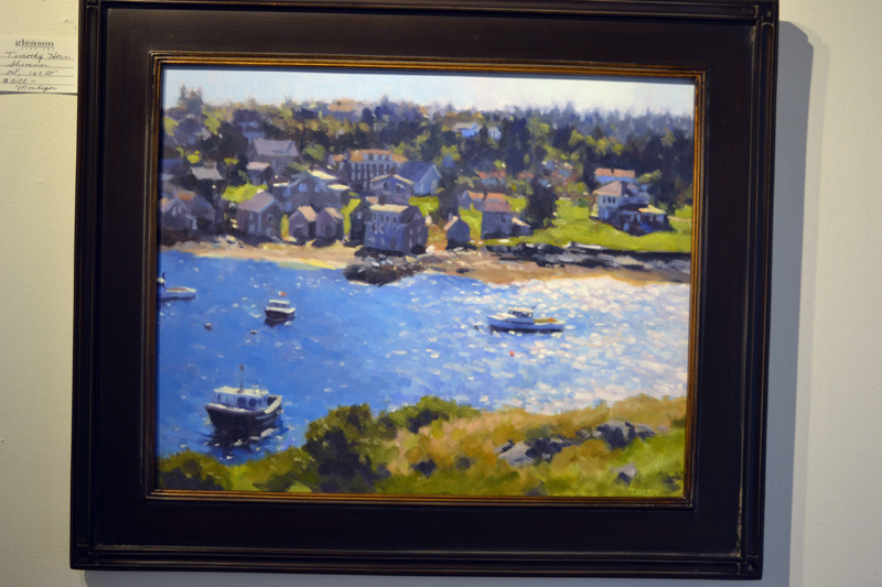 Timothy Horn's "Shimmer" depicts a view of Monhegan Island from the nearby island of Manana. (Christine LaPado-Breglia photo)