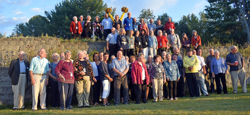 The first class to graduate from Medomak Valley High School in Waldoboro celebrates its 50th reunion, with a couple of its teachers, at the Union Masonic Lodge on Saturday, Sept. 21. (Alexander Violo photo)