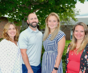 Medomak Valley High School has four new teachers this year, from left: Nora Wilson, Midcoast School of Technology school-to-career coordinator; Ryan DiPompo, physical education; Sophie Cohen, social studies; and Staci Bowman, resource room. (Photo courtesy Lisa Genthner Gunn)