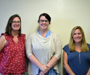From left: Kelley Capen, Molly Brewer, and Crystal Crowell are the newest teachers at Whitefield Elementary School. (Jessica Clifford photo)