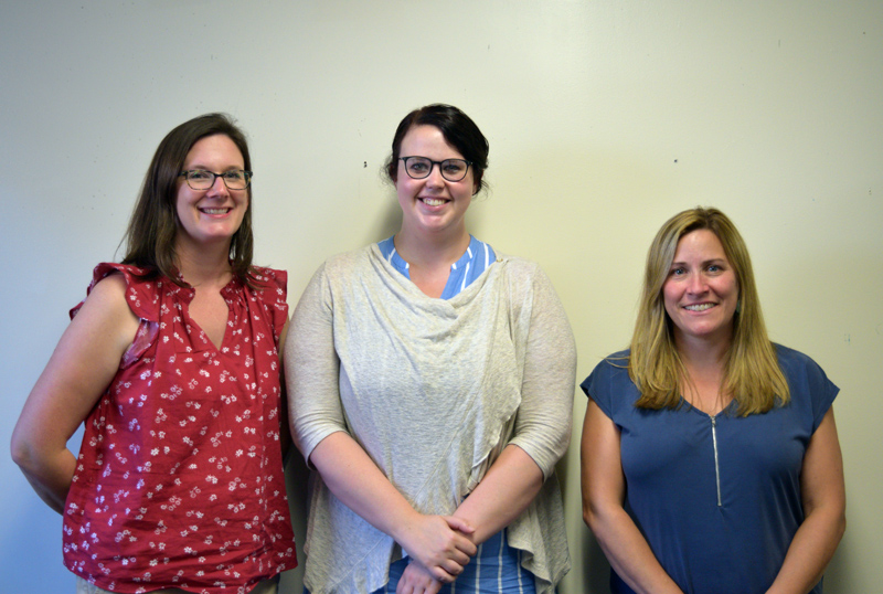 From left: Kelley Capen, Molly Brewer, and Crystal Crowell are the newest teachers at Whitefield Elementary School. (Jessica Clifford photo)