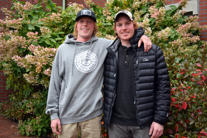 Dalton Leeman (left) and Bo McLain, of Bristol, hiked the entire Appalachian Trail from April to October of this year. (Jessica Clifford photo)