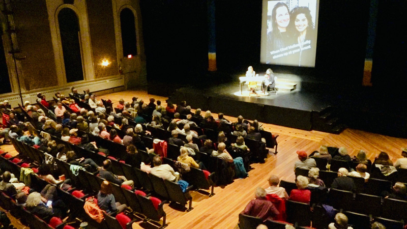 A sizeable audience attends the inaugural Talking Food in Maine event at Lincoln Theater featuring celebrated chef Melissa Kelly, of Primo restaurant fame. (Photo courtesy Cherie Scott)