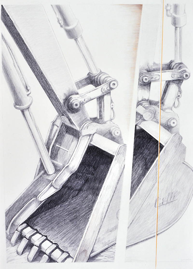 Brenda Bettinson's drawing "Backhoe Bucket," part of the current Bettinson exhibit titled "Subtle," at Mathias Fine Art in Trevett. (Image courtesy Cordula Mathias)