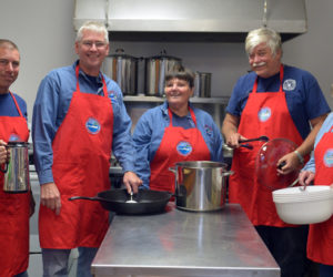 Bremen Fire and Rescue is gearing up for its lasagna supper Saturday, Nov. 2. Pictured are Brian Collamore, Dave Adkins, Ruth Poland, Jack Boak, and Kathy Teele. (Paula Roberts photo)