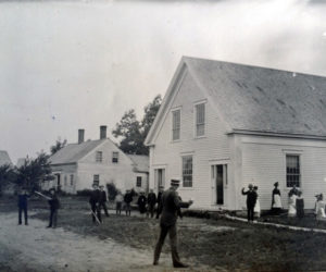 Teacher Charles Besse plays baseball with students at the original Jefferson Village School. Notice that the bats are boards and there are no gloves to be seen. The school building is still standing across from the apartment building in the village. The home in the background remains a private home. The photo is one of almost 50 photos in the Jefferson Historical Societys 2020 calendar showing Jefferson residents having fun through the years. (Photo courtesy Ralph Bond)