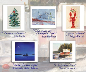 Miles Memorial Hospital League holiday cards, featuring the artwork of five Midcoast artists, are now available for sale at $8 per package plus tax. (Image courtesy Donna Flynn)