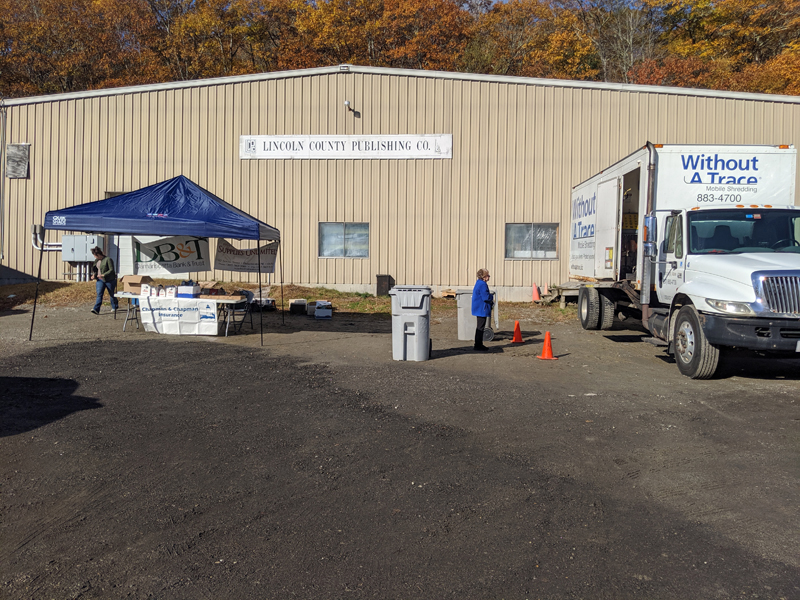 The Damariscotta Region Chamber of Commerce hosted a shred event and food drive at Lincoln County Publishing Co. in Newcastle the morning of Saturday, Oct. 26.