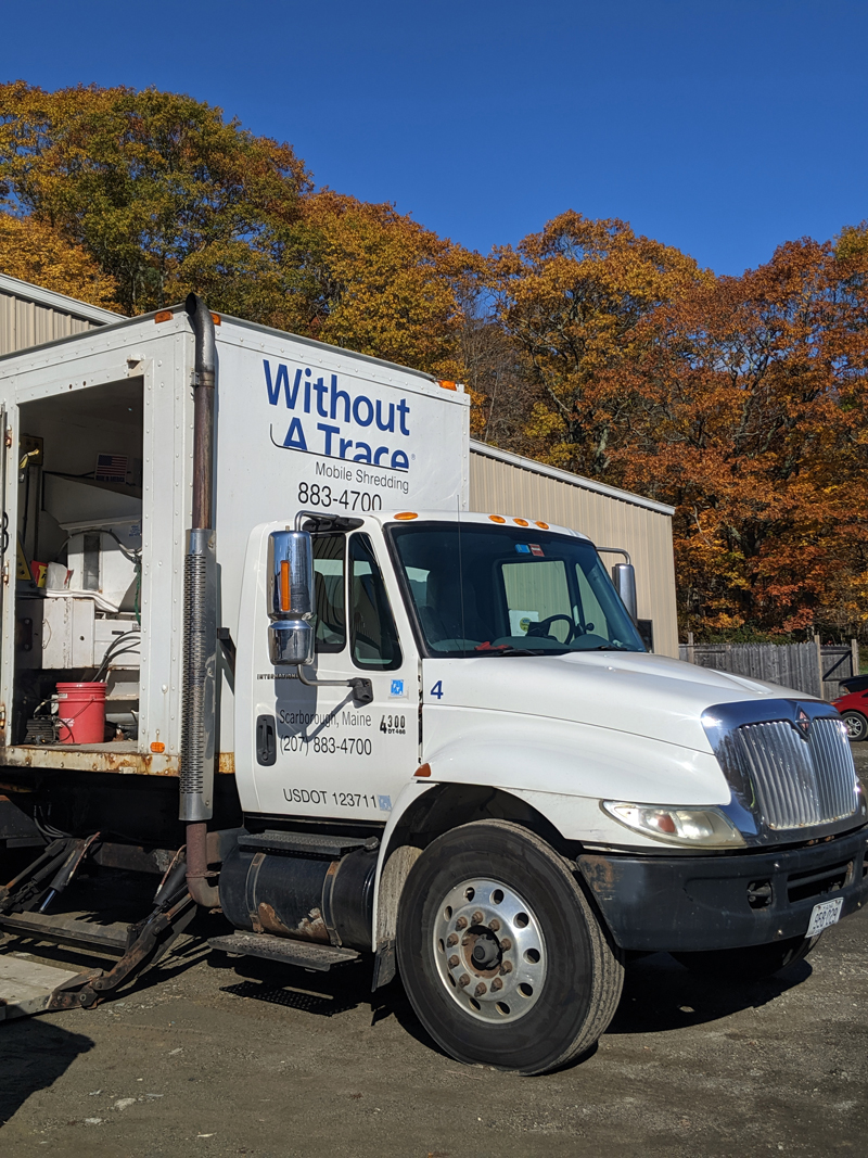 Without A Trace Mobile Shredding is on-site at the recent shred event at Lincoln County Publishing Co.