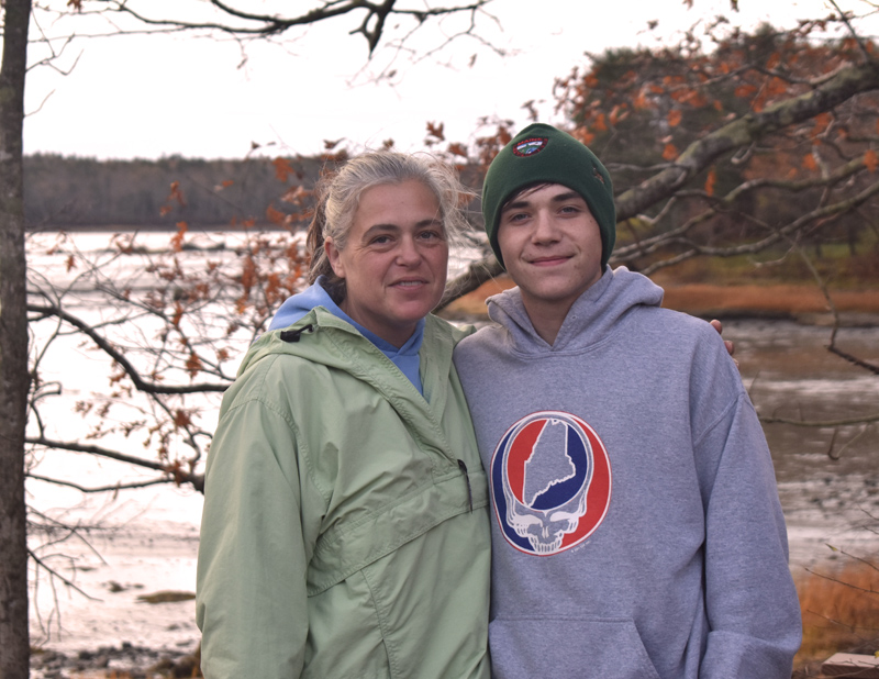 Maryanne and son Nickolas Griffin, of Bremen, were among the group on hand to help the Downeast Institute with field work for a clam study in Broad Cove the morning of Friday, Nov. 1. (Alexander Violo photo)