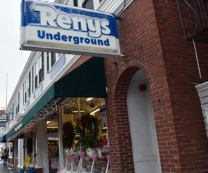 The entrance to Renys Underground in downtown Damariscotta. Renys recently received a preservation award for its stewardship of buildings in historic downtown centers, including the Renys Underground building. (Evan Houk photo)