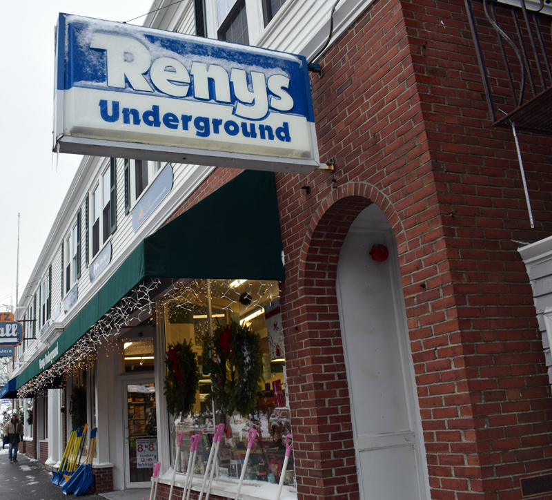 The entrance to Renys Underground in downtown Damariscotta. Renys recently received a preservation award for its stewardship of buildings in historic downtown centers, including the Renys Underground building. (Evan Houk photo)