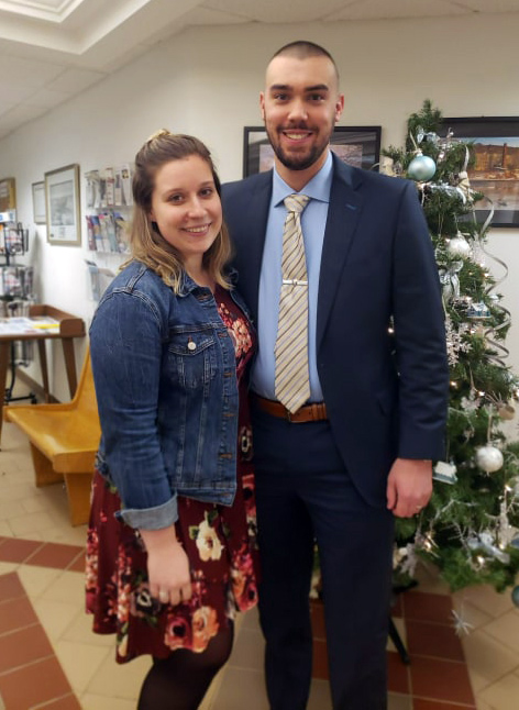 Nicole and Chase Bosse attend Chase Bosse's swearing-in as the newest officer of the Waldoboro Police Department. (Photo courtesy Waldoboro town office)