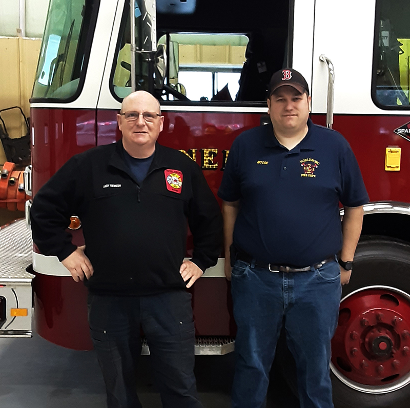 Andy Kennedy (left) and Richard "Moose" Genthner are Nobleboro's new deputy fire chief and fire chief, respectively. (Alexander Violo photo)