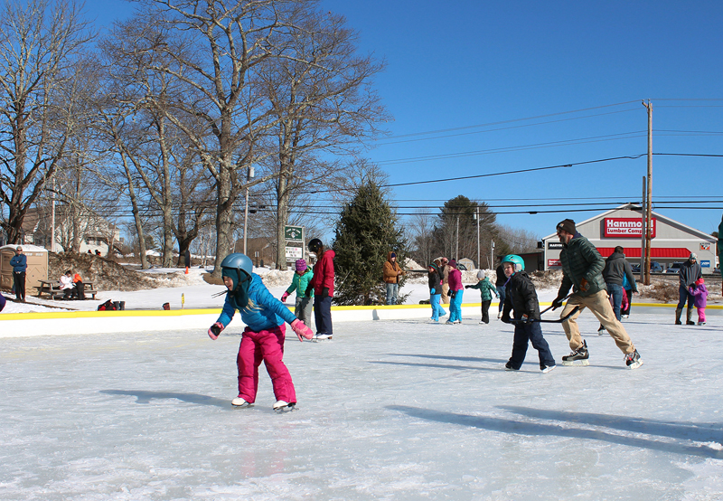 Skaters enjoy Coastal Rivers Conservation TrustÂ’s community skating rink at Round Top Farm.