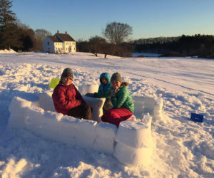 Coastal Rivers Conservation Trust's Salt Bay Farm in Damariscotta is ideal for winter activities like cross-country skiing, sledding, snowshoeing, and building snow forts. (Photo courtesy Katie LeBel)