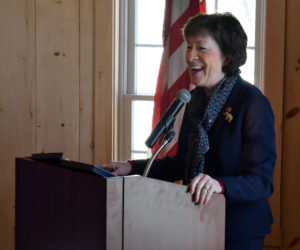 U.S. Sen. Susan Collins speaks during the Lincoln County Republican Committee's annual Lincoln Day event at The 1812 Farm in Bristol Mills on Saturday, Feb. 22. (Evan Houk photo)