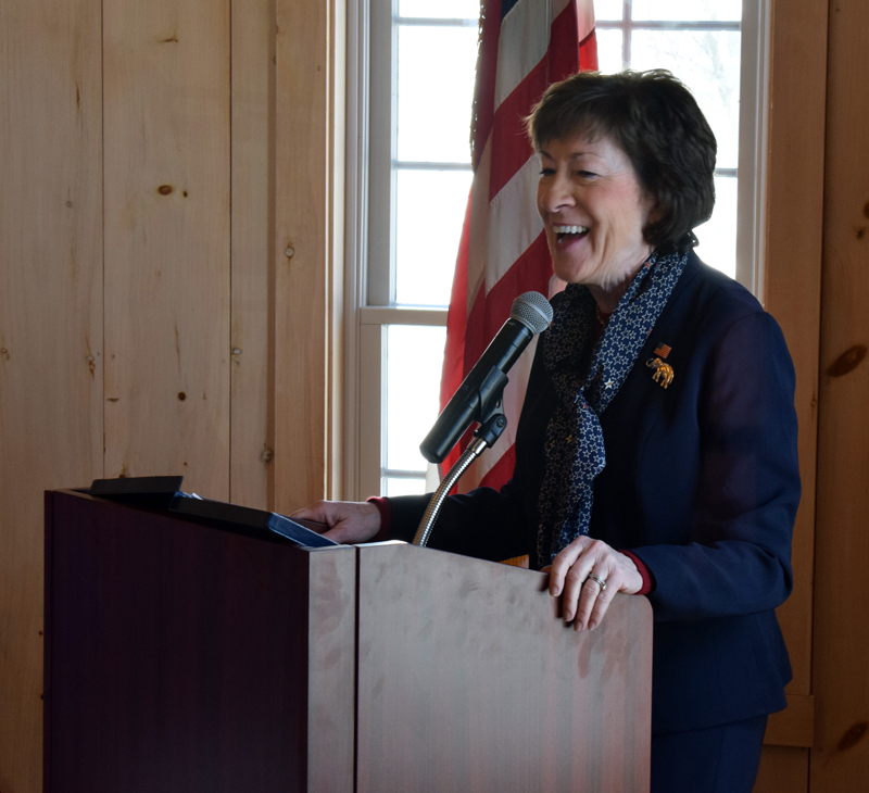 U.S. Sen. Susan Collins speaks during the Lincoln County Republican Committee's annual Lincoln Day event at The 1812 Farm in Bristol Mills on Saturday, Feb. 22. (Evan Houk photo)