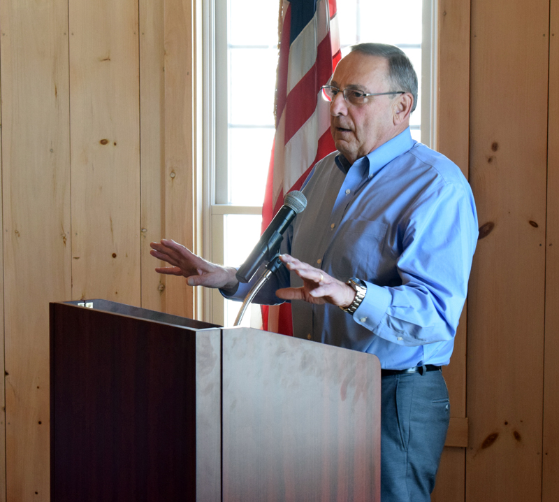 Former Maine Gov. Paul LePage speaks during the Lincoln County Republican Committee's annual Lincoln Day event at The 1812 Farm in Bristol Mills on Saturday, Feb. 22. (Evan Houk photo)