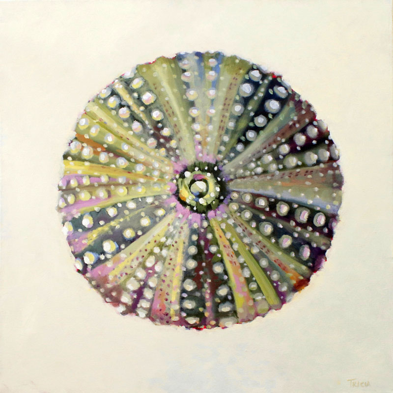 "Green Urchin," an acrylic painting on canvas by Scarborough painter Tricia Granzier, is featured in the ArtMaine 2020 Annual Guide. (Image courtesy Tricia Granzier)