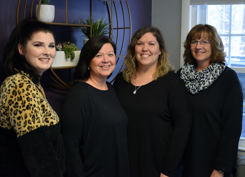 From left: hairstylists Melissa Brann, Brie McCarthy, Natasha Neal, and Terry Chapman work together at the new Lavish hair salon in Newcastle. McCarthy owns the new salon. (Evan Houk photo)