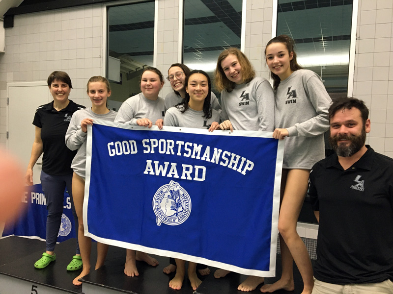 Lincoln Academy swimmers were presented with the Maine Principals' Association Good Sportsmanship Award at the state meet on Monday, Feb. 17.