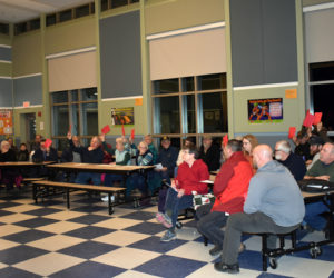 Jefferson residents vote down a moratorium on new gravel pits and expansions of existing gravel pits during a special town meeting at Jefferson Village School on Monday, March 2. (Alexander Violo photo)