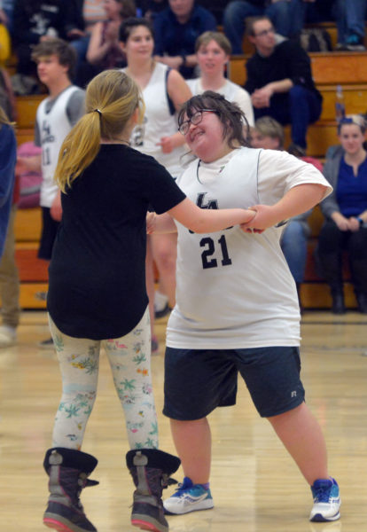 LA Unified athlete Harper Libby dances at halftime. (Paula Roberts photo)