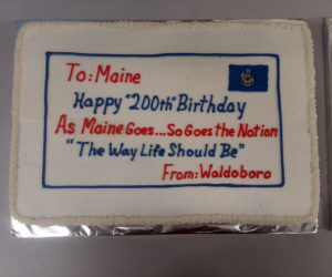 The cake from the supper celebration in Waldoboro. (Photo courtesy Bill Maxwell)