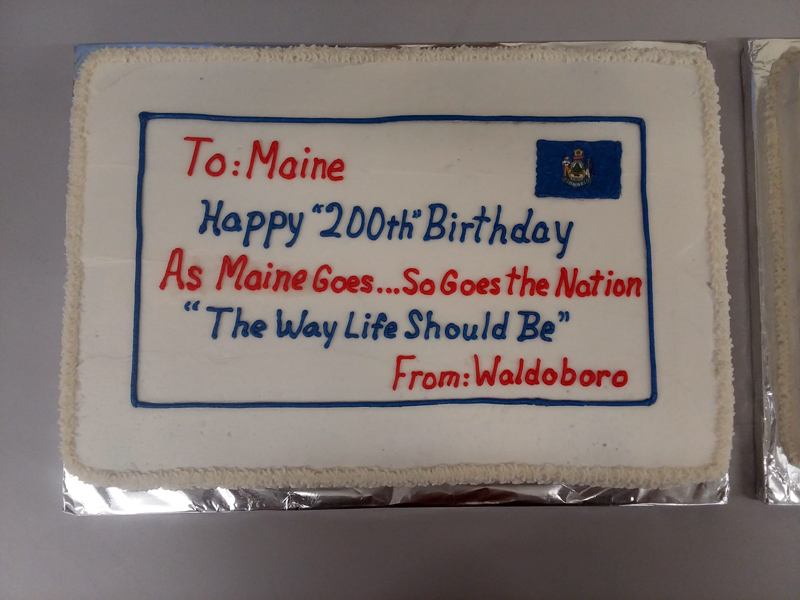 The cake from the supper celebration in Waldoboro. (Photo courtesy Bill Maxwell)