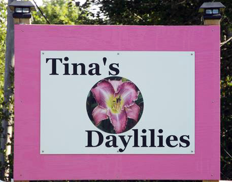 This sign welcomes people to Tinas Daylilies, located on East Pond Road in Jefferson.