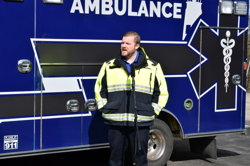 Service Chief Nick Bryant, of the Central Lincoln County Ambulance Service, provides a COVID-19 update in an interview with Lincoln County Television on Monday, April 6. (Evan Houk photo)