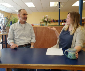 Head of School Chip DeLorenzo and Head Lower Elementary Teacher Shawnaly Tabor prepare a video series on positive discipline to share with Lincoln County families online.