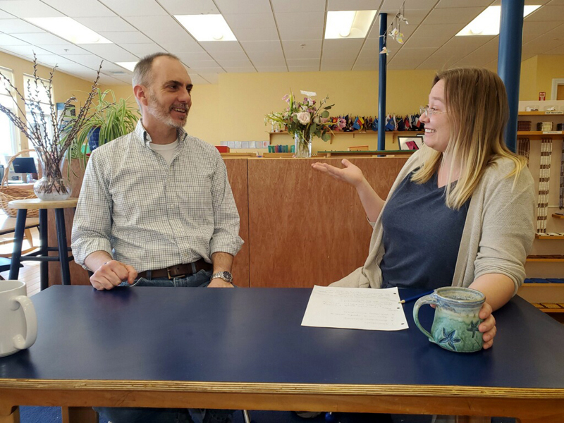 Head of School Chip DeLorenzo and Head Lower Elementary Teacher Shawnaly Tabor prepare a video series on positive discipline to share with Lincoln County families online.