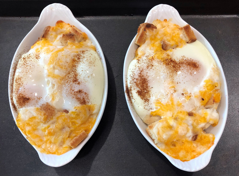 Cheesy baked eggs can be the next treat in Sunday brunch.