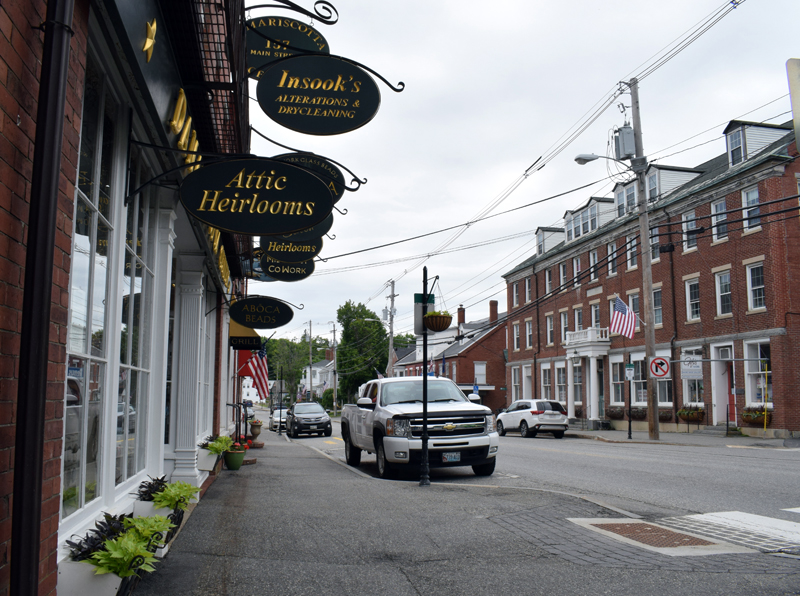 An open-air market on Main Street in Damariscotta will make use of parking spaces on one side of the street, beginning at Damariscotta Center. The market will take place on Saturdays starting June 13. (Evan Houk photo)