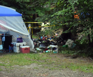 A fire in a tent at Duck Puddle Campground in Nobleboro did not spread to three nearby tents or the woods around the tent, according to Nobleboro Fire Chief Richard "Moose" Genthner. (Alexander Violo photo)