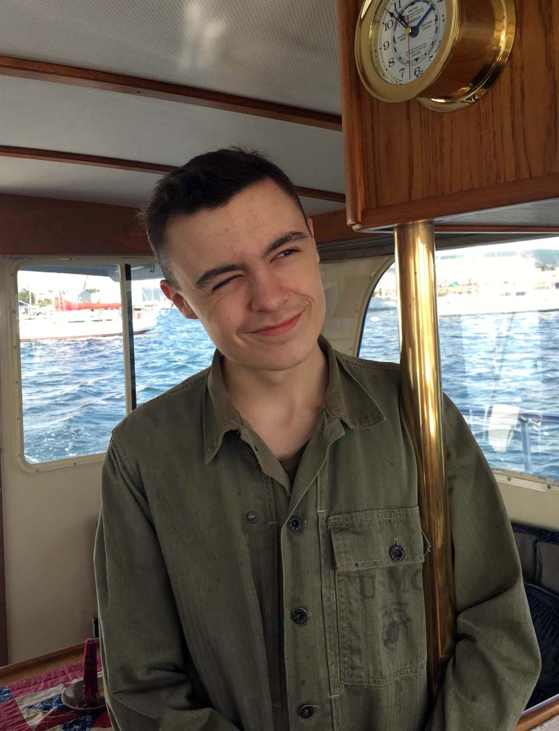 Connor McLean on his grandfather's boat in 2017. (Photo courtesy Elizabeth MacKenney)