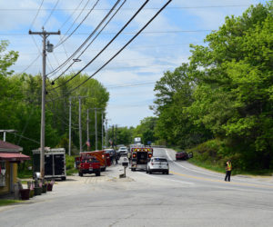 Emergency services respond to a fatal two-vehicle crash on Route 1 in Wiscasset, Wednesday, June 3. Thomas Sikes, 71, of Edgecomb, died in the crash. (Hailey Bryant photo)