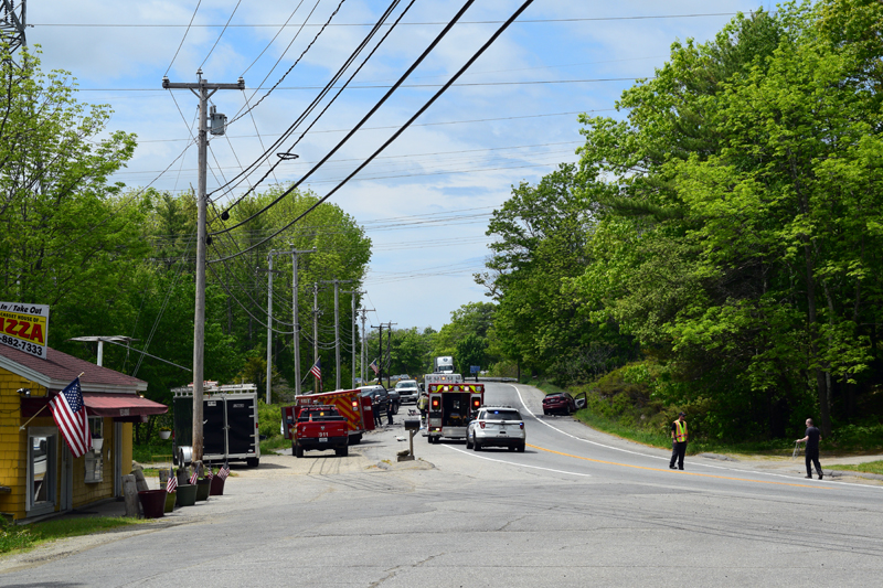 Emergency services respond to a fatal two-vehicle crash on Route 1 in Wiscasset, Wednesday, June 3. Thomas Sikes, 71, of Edgecomb, died in the crash. (Hailey Bryant photo)