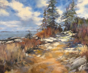 Lyn Asselta's pastel on paper, "As We Wait for Summer," depicts coastal Maine beauty.